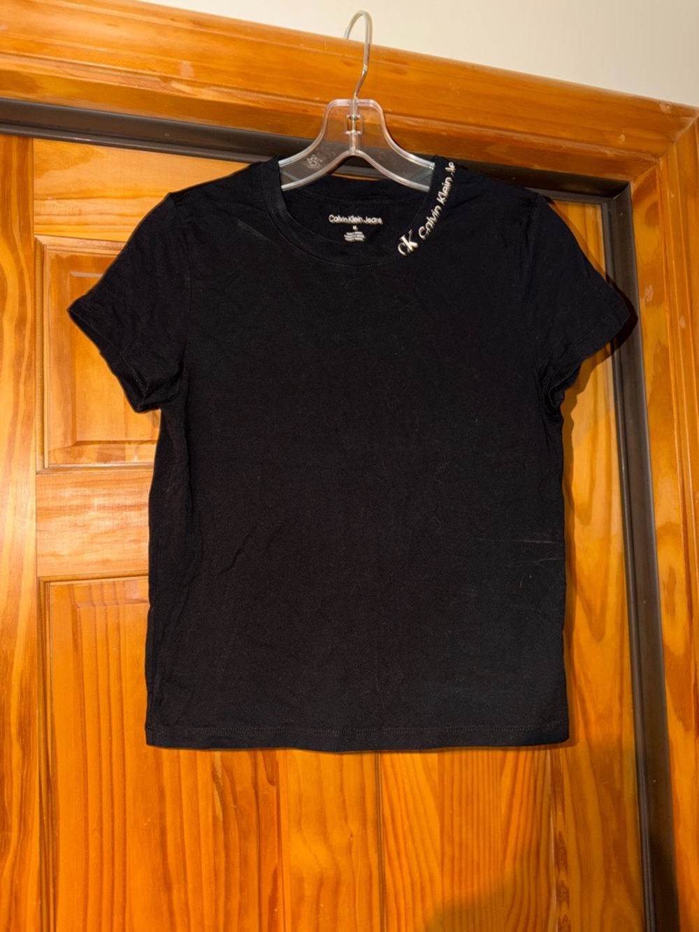 Calvin Klein Jeans Black Short Sleeve Crew Tee with Logo Detail